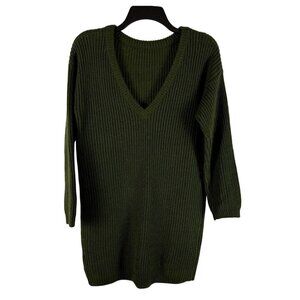 Lulus Women V Neck Backless/Reversible Pullover Knit Sweater Mini Dress Size S